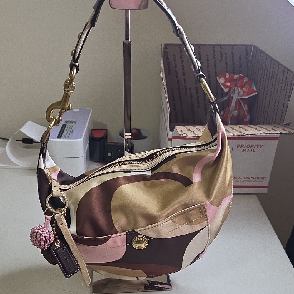 Coach Multicolor Brown Pink Gold Shoulder Bag